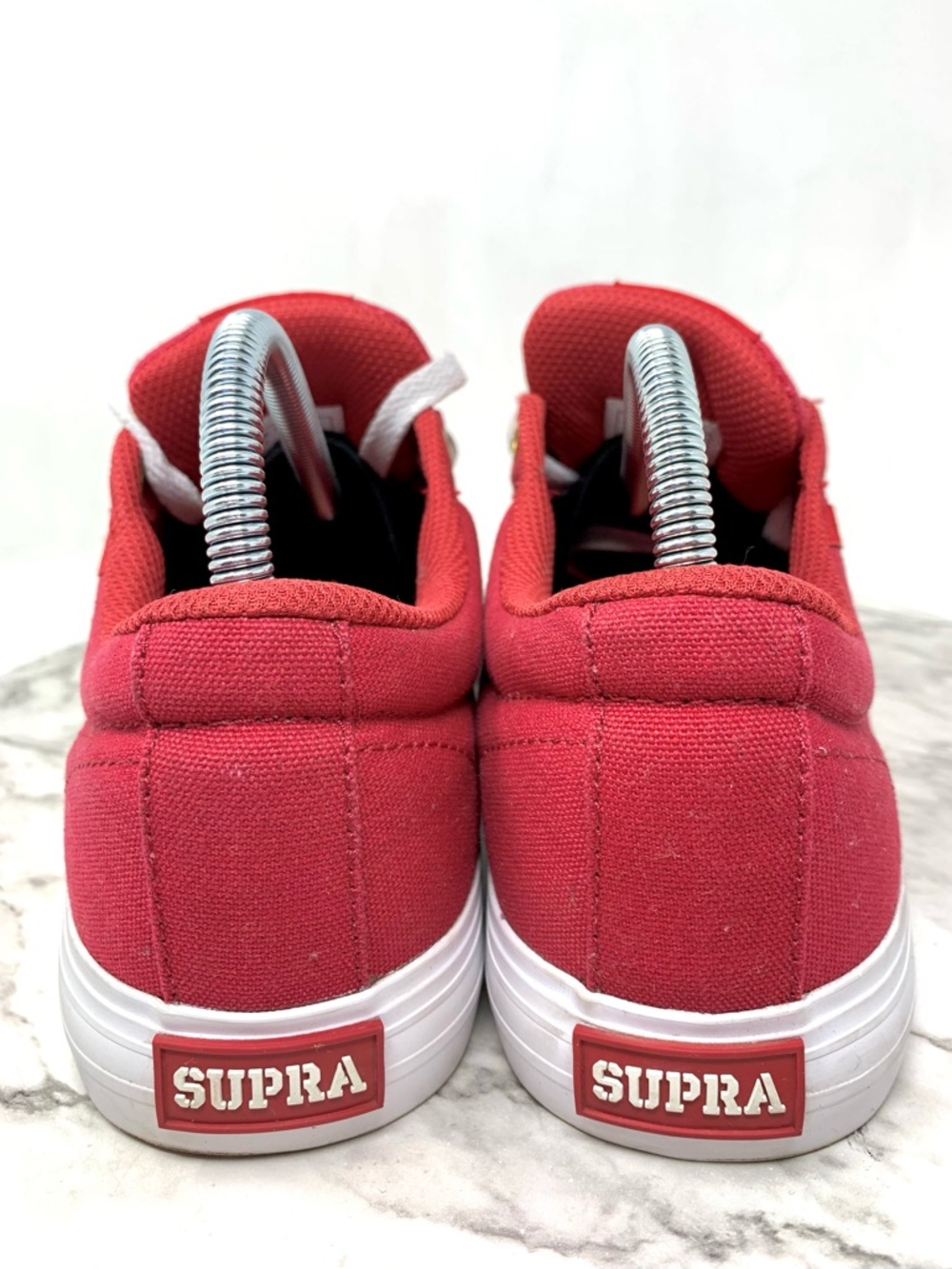Supra Stacks II Vulc Red Nubuck/Canvas Low-Top Skate Sneakers 8 Mens Sporty Punk - Picture 5 of 16